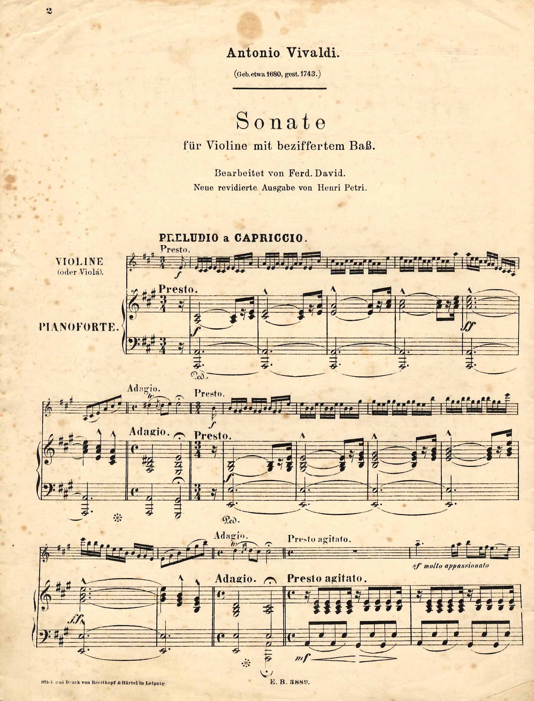 Sonate fur Violine mit beziffertem Bass